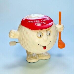 Vintage Russ Berrie Wind-Up Golf Ball Hopper Toy 1970s Practice Googly Eyes Rare